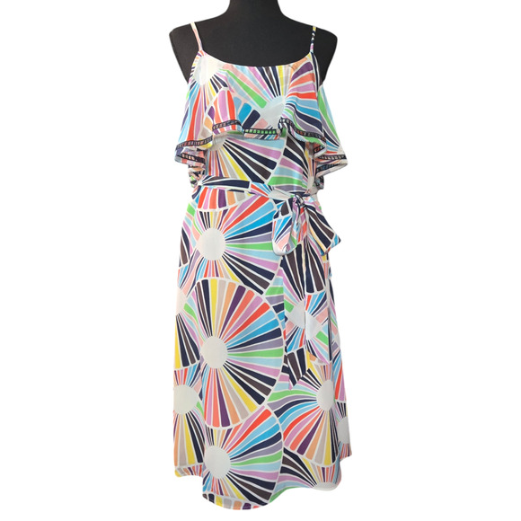 Trina Turk Haute Havana Isabel Silk Scoop Neck Dress Size 8 - Picture 2 of 8